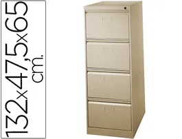 Blanca Fichero n.34 Metal 4 Cajones 132x66.5x50 cm Beige Carpetas A4/Folio Guías Telescópicas Antivuelco