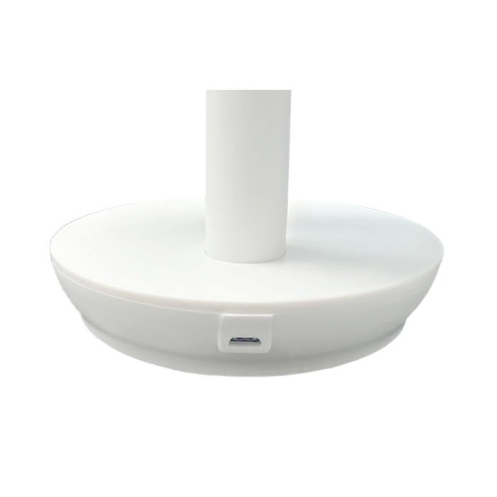 Edm Ventilador de Sobremesa Recargable Blanco 5W, Bajo Ruido 31.6dB, Aspas Ø14.5cm, 4 Velocidades, Cabezal Ajustable, 17x13x26cm