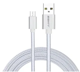 Eightt ECM-1S Cable USB A a Micro USB B 2.0 de 1 metro, Trenzado en Nylon, Carcasa de Aluminio, Color Plata