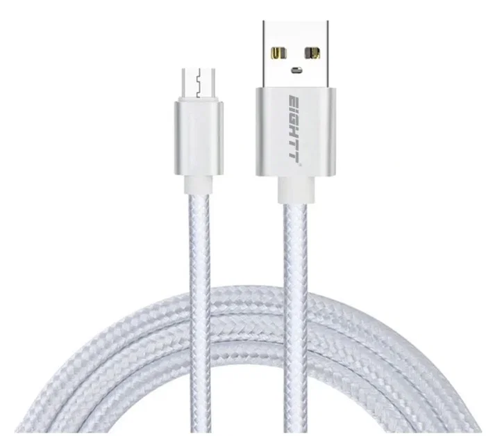 Eightt Cable USB A a Micro-USB B ECM-1S, 1m, Plata Eightt Cable USB A a Micro-USB B ECM-1S, 1m, Plata