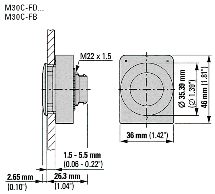 EATON ELECTRIC Interruptor de presión RMQ-Titan 30mm blanco