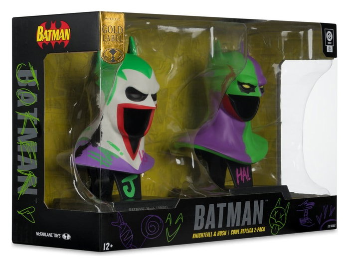 Batman DC Direct Mini Réplica 1/3 Pack de 2 Máscaras de Batman Hush & Knightfall (Jokerized) (Gold Label) 18 cm