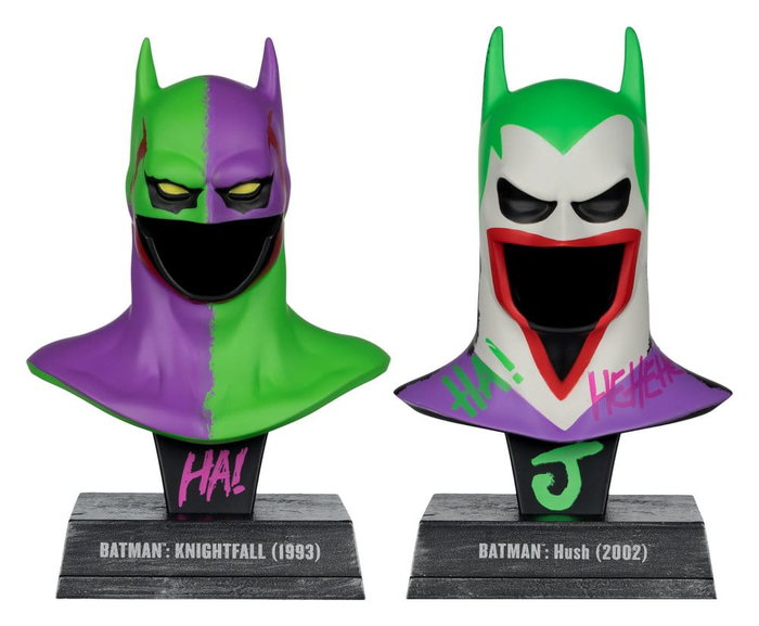 Batman DC Direct Mini Réplica 1/3 Pack de 2 Máscaras de Batman Hush & Knightfall (Jokerized) (Gold Label) 18 cm