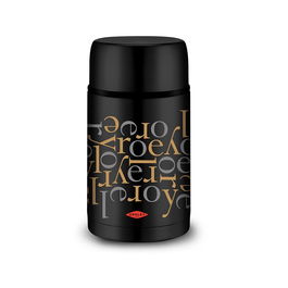 Oroley Termo para Sólidos Negro Letras 1000 ml Acero Inoxidable Conservación Alimentos Calientes Frío Libre BPA