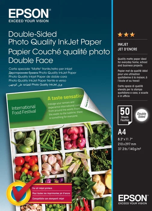 Epson Papel Fotográfico Doble Cara A4 Mate 140g 50 Hojas Epson Papel Fotográfico Doble Cara A4 Mate 140g 50 Hojas