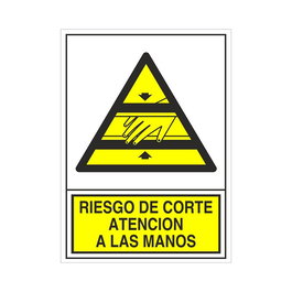 DUVER Señal 396 Adhesiva 148x105'' R.Cort.Manos Riesgo de Corte Atención a las Manos