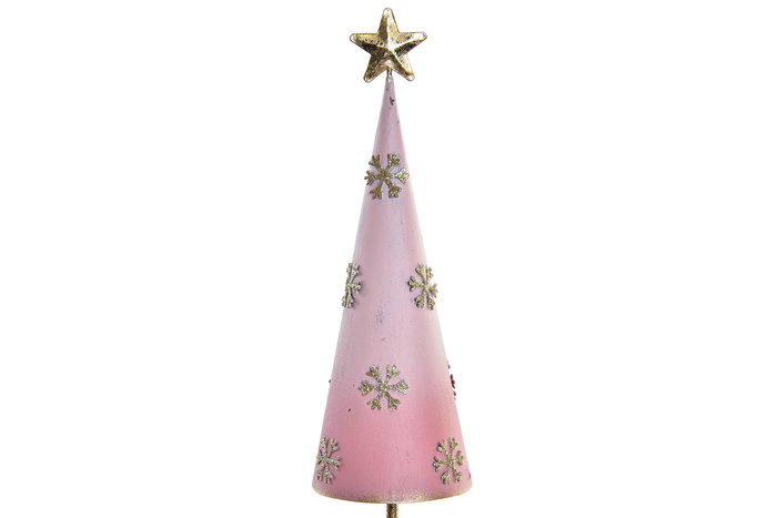 DKD Home Decor Árbol Navidad Fantasia 40 x 14 cm Rosa Palo Dorado Metal Madera (4 Unidades)