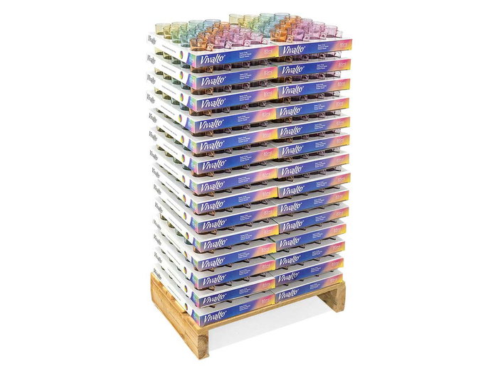 VIVALTO Taza de Café de Vidrio Surtido 6 Colores Display de 280 Unidades VIVALTO Taza de Café de Vidrio Surtido 6 Colores Display de 280 Unidades