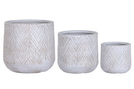 DKD Home Decor Set de 3 Maceteros de Magnesio y Fibra de Vidrio Gris y Marrón 51x51x51 cm