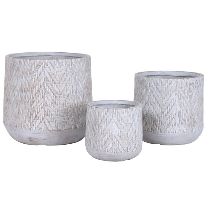 DKD Home Decor Set de 3 Maceteros de Magnesio y Fibra de Vidrio Gris y Marrón 51x51x51 cm DKD Home Decor Set de 3 Maceteros de Magnesio y Fibra de Vidrio Gris y Marrón 51x51x51 cm