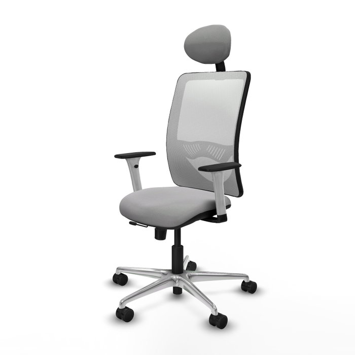 PIQUERAS Y CRESPO Silla de oficina Zulema con mecanismo Sincro/Traslack, Gris claro y Blanco