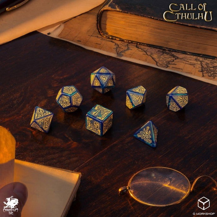 Q Workshop Call of Cthulhu 7th Edition Set de 7 Dados Blue-green & Gold Q Workshop Call of Cthulhu 7th Edition Set de 7 Dados Blue-green & Gold