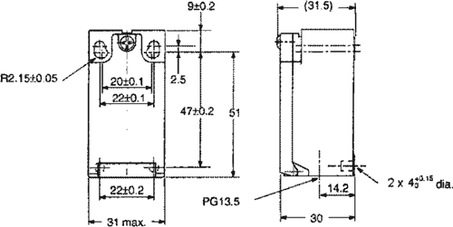 OMRON Interruptor de fin de carrera D4N-4162 NO + NC M20