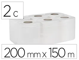 Bunzl Papel Secamanos Greensource 2 Capas Celulosa Blanca 200 mm x 150 mt Paquete 6 Rollos