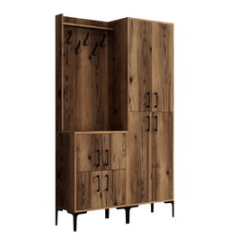 Hanah Home Recibidor Perchero Industrial Nogal 120cm Ancho x 200cm Alto x 35cm Profundidad