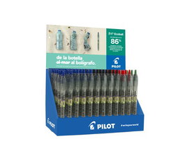 Pilot expositor 60 boligrafos de bola retractiles b2p ecoball begreen + 10 b2p gel begreen