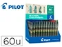 Pilot Bolígrafo Ecoball Plástico Reciclado Expositor 60+10 Unidades Colores Surtidos Tinta Gel 1mm Retráctil Recargable