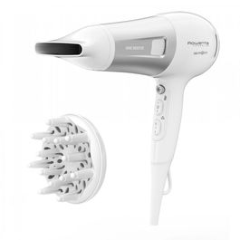 Rowenta Secador de Pelo Powerline CV5930FO, 2400 W, Motor DC, Tecnología de Iones, 3 Temperaturas, 2 Velocidades, Color Blanco y Plateado