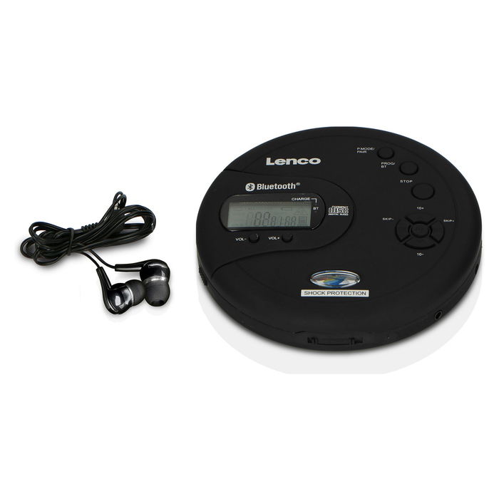 Lenco CD-300 Reproductor de MP3 con Bluetooth, Pantalla LCD, Color Negro
