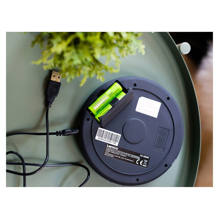 Lenco CD-300 Reproductor de MP3 con Bluetooth, Pantalla LCD, Color Negro