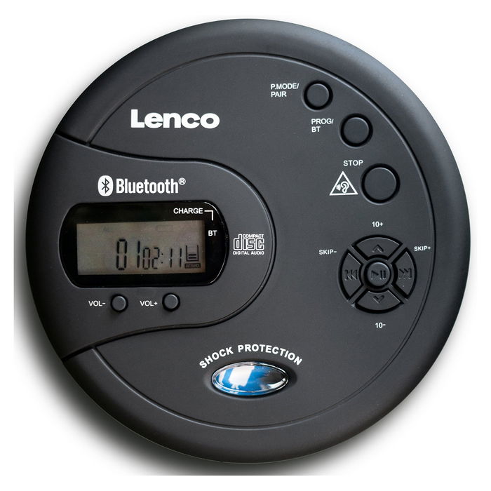 Lenco CD-300 Reproductor de MP3 con Bluetooth, Pantalla LCD, Color Negro