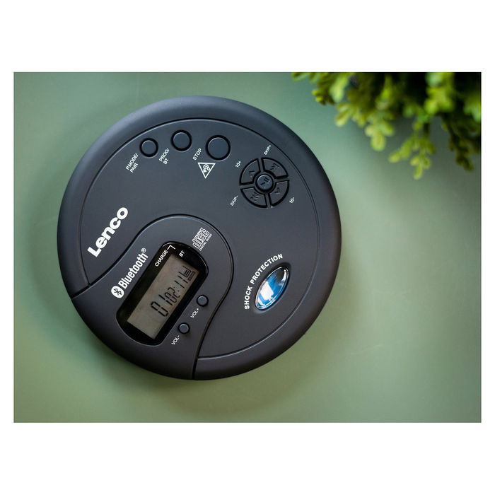 Lenco CD-300 Reproductor de MP3 con Bluetooth, Pantalla LCD, Color Negro