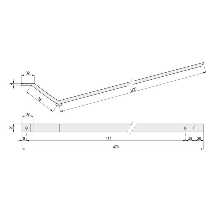 Q&Q Pata Metal Master H-- V390/75 Cromo Un Lado 390Mm Otro Lado 75Mm