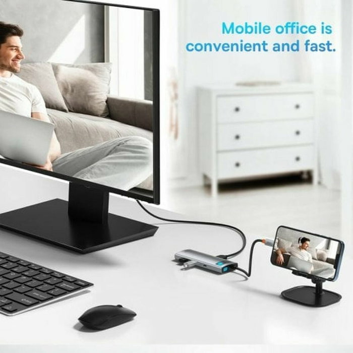 Baseus Hub USB-C 7 en 1 con 2x USB 3.0, HDMI, 2x USB-C, Lector MicroSD/SD