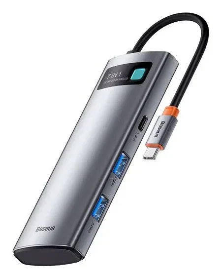 Baseus 7w1 Hub USB-C 7 en 1 con 2x USB 3.0, HDMI 4K@30Hz, 2x USB-C, Lector microSD/SD y Power Delivery 100W