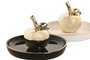 DKD Home Decor Anillero de Porcelana Manzana Surtido de 2 Unidades