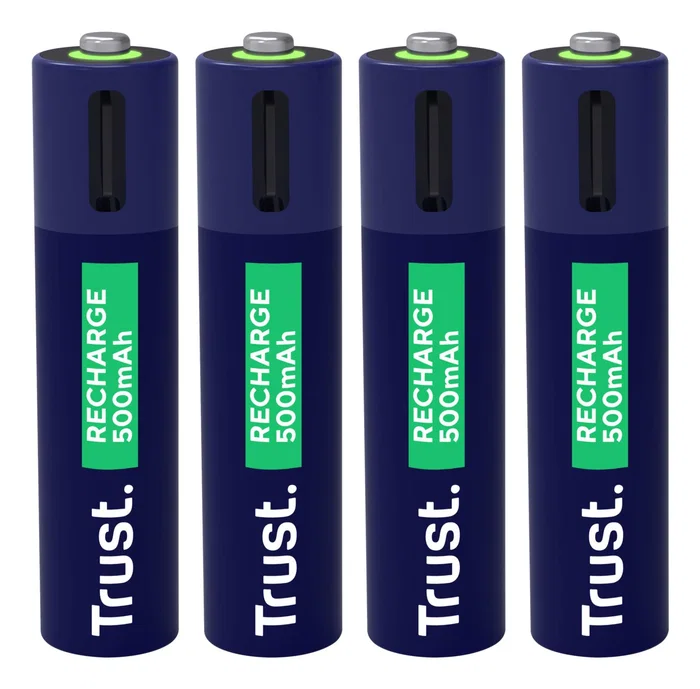 Trust Pilas AAA Recargables USB-C 500 mAh Pack de 4 (25671)