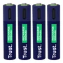 Trust 25671 Pack de 4 Pilas Recargables AAA 500 mAh con Carga USB-C - Carga Rápida 1 Hora - Hasta 800 Ciclos