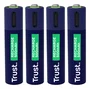 Trust 25671 Pack de 4 Pilas Recargables AAA 500 mAh con Carga USB-C - Carga Rápida 1 Hora - Hasta 800 Ciclos