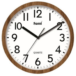 SAMI Reloj de Pared HQ Taiwan RED, 30 cm, Madera de Nogal