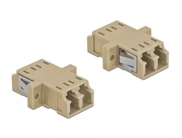 DeLOCK Acoplador de Fibra Óptica LC Duplex Hembra a LC Duplex Hembra Multimodo, 2 unidades, Beige