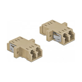 DeLOCK Acoplador de Fibra Óptica LC Duplex Hembra a LC Duplex Hembra Multimodo, 2 Piezas, Beige