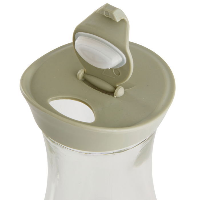 Botella Day 1 L con Tapa Surtida para Bebidas, Cristal y Plástico, Colores Arena Natural, Verde Musgo y Amarillo Arena