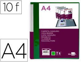 Liderpapel Carpeta 10 Fundas Canguro PP DIN A4 Verde Translúcido Portada y Lomo Personalizable
