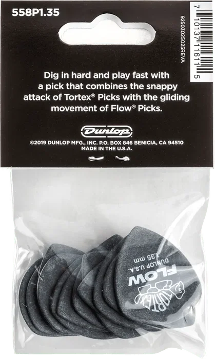 DUNLOP Pack de 12 púas Tortex Flow 1.35 mm para guitarra DUNLOP Pack de 12 púas Tortex Flow 1.35 mm para guitarra