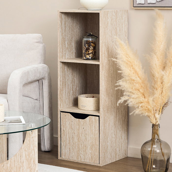 Home Deco Factory Estantería Pietra de la Colección Terra Nova, Panel de Partículas Modular con 3 Compartimentos, 34x31.8x97.8 cm