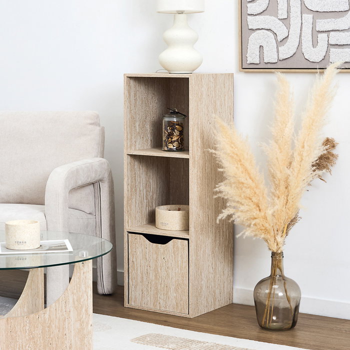 Home Deco Factory Estantería Pietra de la Colección Terra Nova, Panel de Partículas Modular con 3 Compartimentos, 34x31.8x97.8 cm