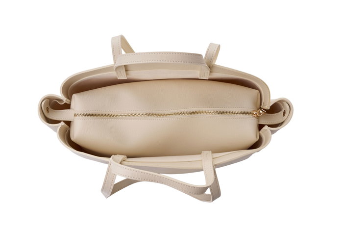 Lucky Bees Isla v2 Bolsa de Hombro Crema Cuero de Polivinilo 42 cm x 19 cm x 22 cm