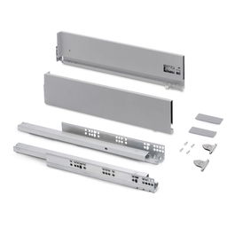 Emuca Cajón exterior Vertex con regulación 3D de altura 131mm, 40kg, profundidad 450mm, Acero, Pintado aluminio