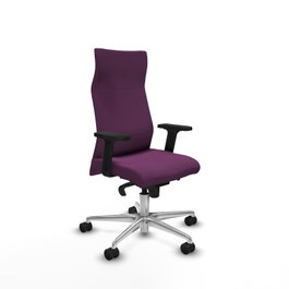 PIQUERAS Y CRESPO Sillón Albacete con mecanismo Sincro, Similpiel Morado, Base Aluminio y Brazos 2D