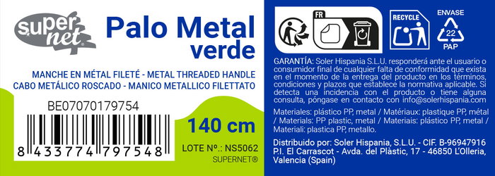 Inde Palo Metal Verde 140 cm (12 Unidades)