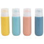 Cosmetic Club Juego de 4 Botes de Silicona para Viaje, Recargables, 90 ml, Antifugas - Ideal para Gel, Champú, Acondicionador y Crema