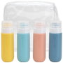 Cosmetic Club Juego de 4 Botes de Silicona para Viaje, Recargables, 90 ml, Antifugas - Ideal para Gel, Champú, Acondicionador y Crema