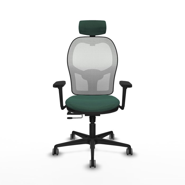 PIQUERAS Y CRESPO Silla de oficina Jorquera con mecanismo Sincro/Traslack Verde botella y Blanco