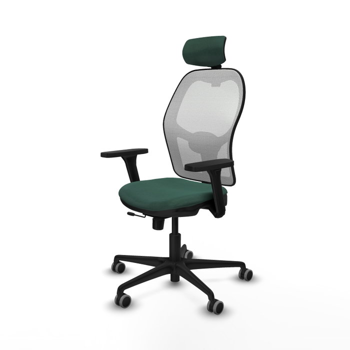 PIQUERAS Y CRESPO Silla de oficina Jorquera con mecanismo Sincro/Traslack Verde botella y Blanco