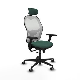 PIQUERAS Y CRESPO Silla de oficina Jorquera con mecanismo Sincro/Traslack Verde botella y Blanco